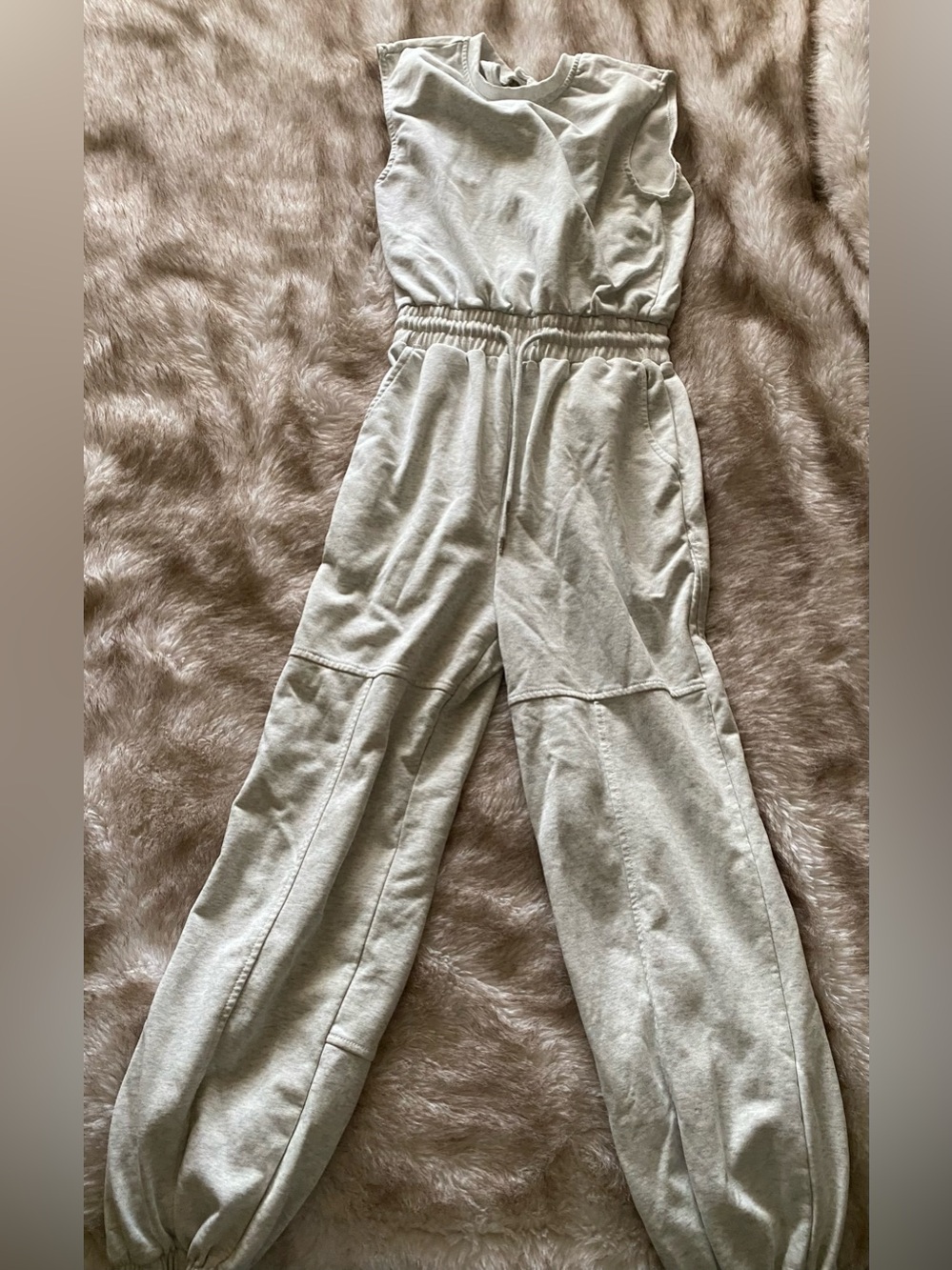 Women's Heather Grey Drawstring Waist Casual Jumpsuit